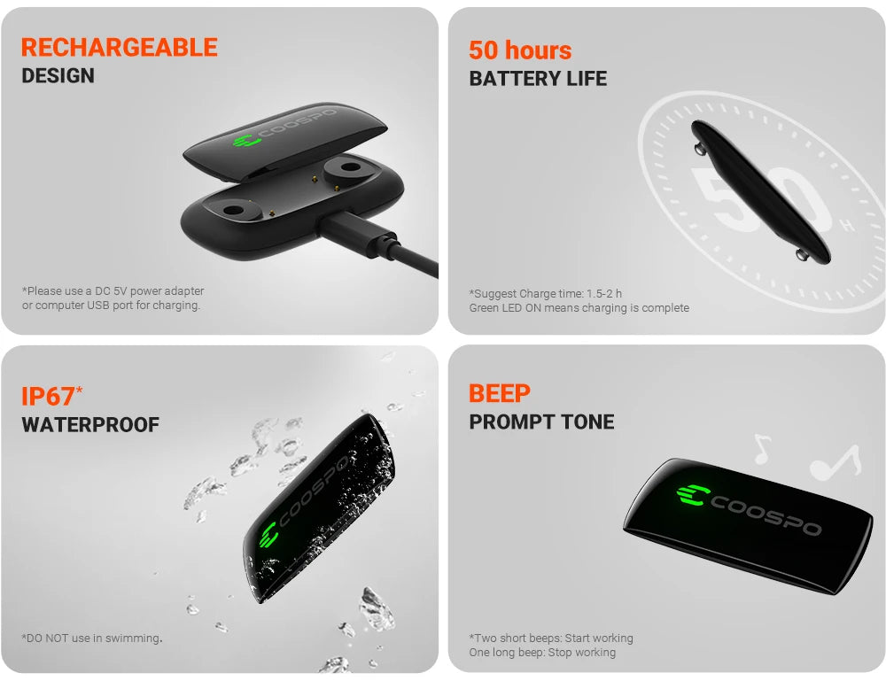 COOSPO H9Z Bluetooth Heart Rate Monitor Chest Strap — ANT+ HRM Waterproof for Garmin, Wahoo, Zwift