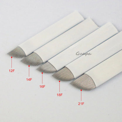 White Microblading Needles – 9/11/12/14/18/21 for Permanent Makeup, Eyebrow Tattoo & Embroidery Pen Supplies