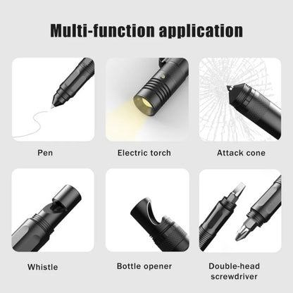 Multifunctional Tactical Ballpoint Pen — 100LM Flashlight, Self-Defense Tool, Window Breaker & EDC Outdoor Survival Pen