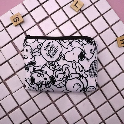 Snoopy Print Mini Coin Purse – Cute Wallet & Card Holder for Women, Girls & Kids, Small Cosmetic & ID Bag