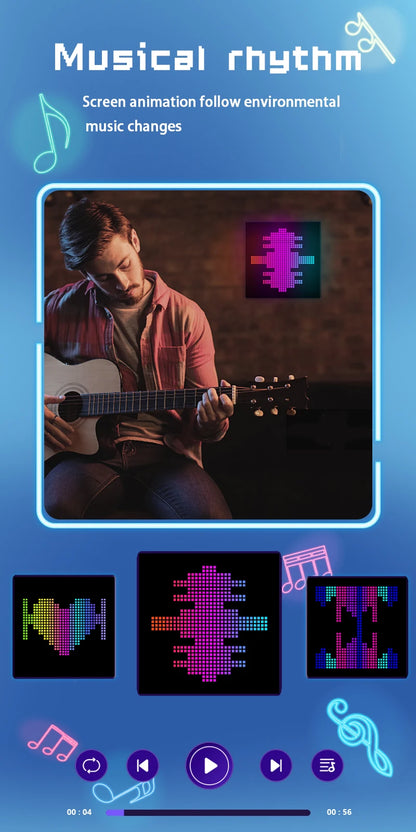 LED Pixel Display Night Light – APP Controlled Programmable Text & Animation DIY Lamp for Home, Bedroom, Game Room & Bar Decor