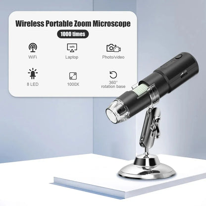 WiFi Digital Microscope - Wireless Electron Dermatoscope for Scalp Detection, Pores Magnifier & Skin Analyzer