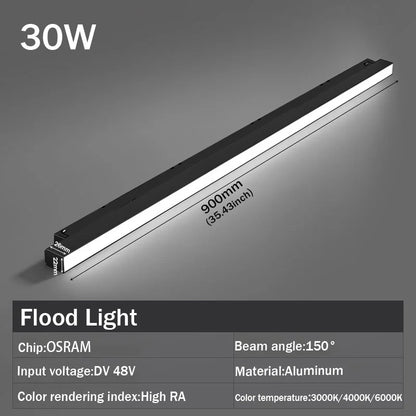 LED Magnetic Track Light Grille, Modern Embedded Flexible Linear Flood Lamp, DC48V Ceiling Spotlight for Indoor Living