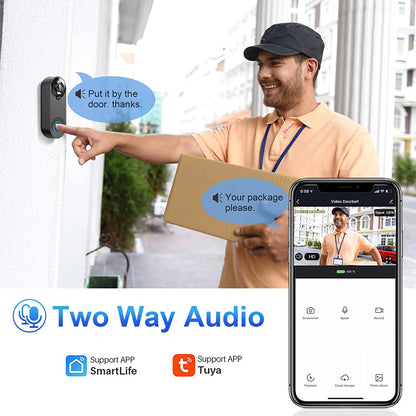 1080P Wireless Video Doorbell — WiFi Smart Doorbell with Tuya, Night Vision, Motion Detection & Two-Way Intercom for Home
