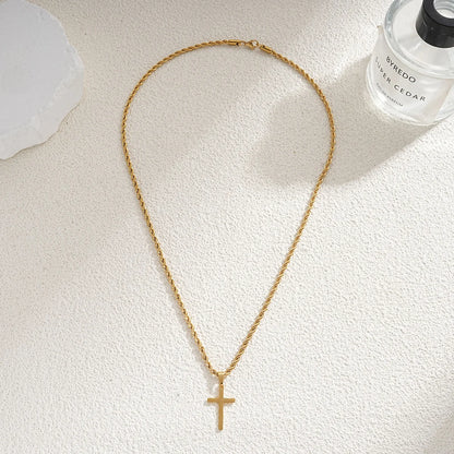 New Stainless Steel Gold Cross Pendant Necklace - Minimalist Jewelry for Men and Women - 2024 Choker Gift