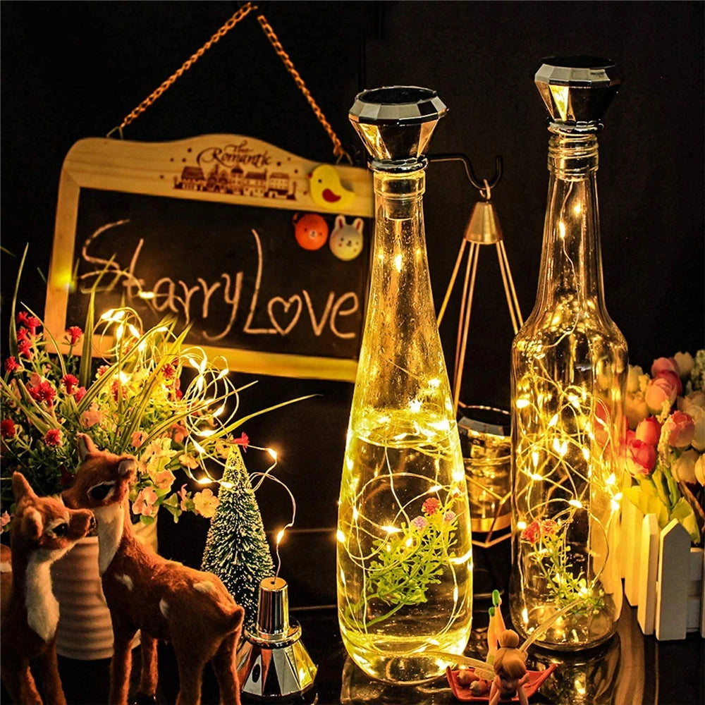 Updated Solar Wine Bottle Lights – 2M 20 LED Copper Wire Fairy String Lights for Xmas, Wedding & Party Decor, 4/8/10 Pack