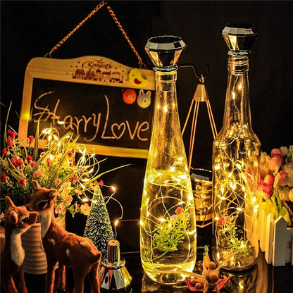 Updated Solar Wine Bottle Lights – 2M 20 LED Copper Wire Fairy String Lights for Xmas, Wedding & Party Decor, 4/8/10 Pack