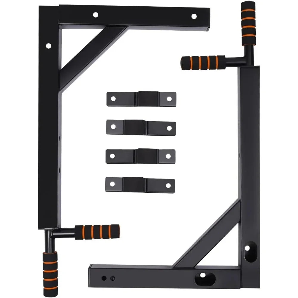 Multi-Grip Wall Mount Pull-Up Bar & Dip Station – Heavy-Duty Home Gym Fitness Equipment