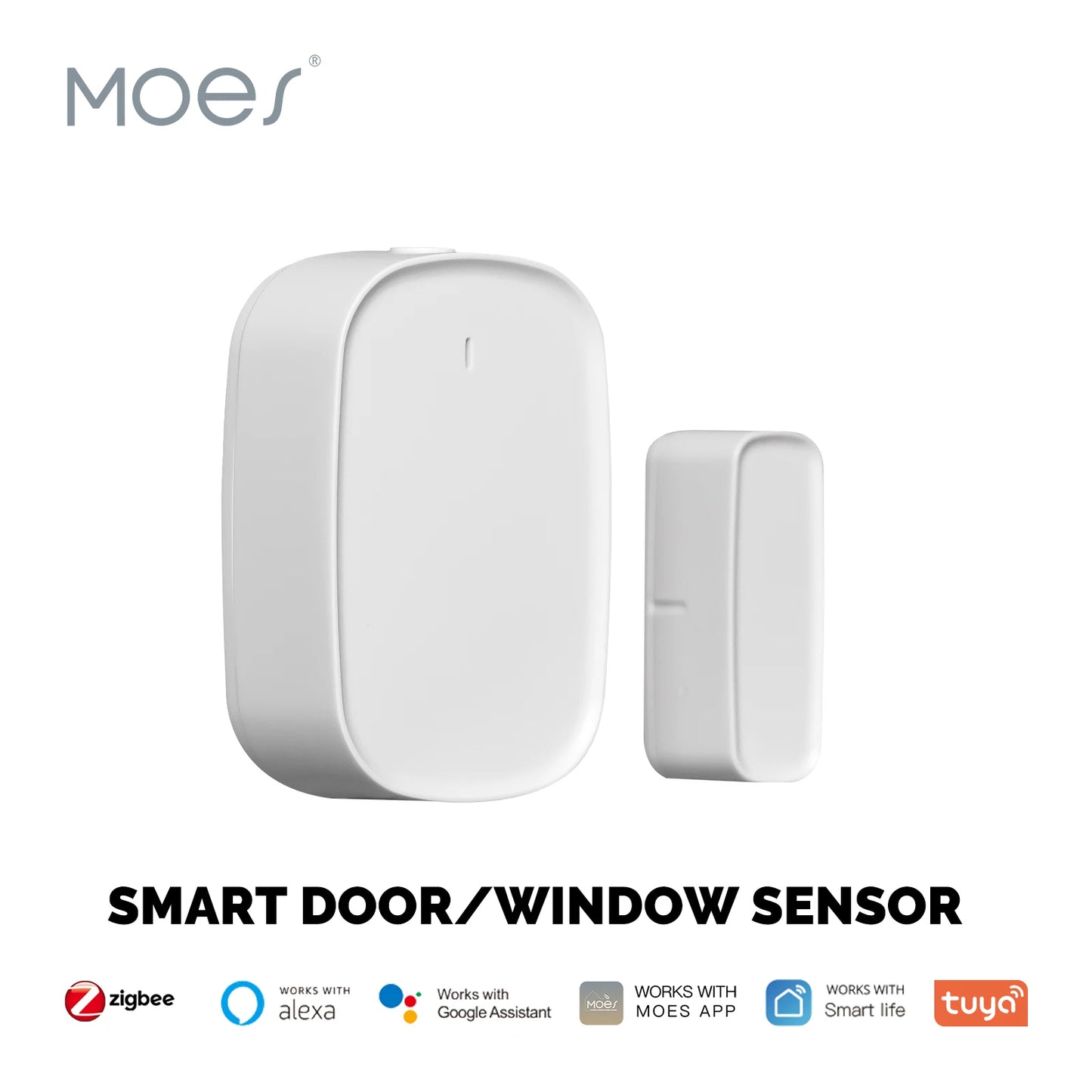 MOES Tuya ZigBee Smart Window & Door Sensor – Home Security Alarm with Remote Control via Smart Life App