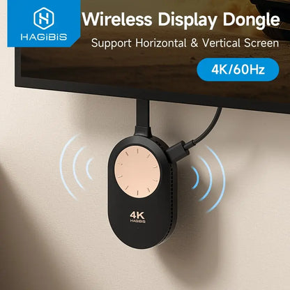 Hagibis Wireless HDMI Display Dongle Adapter – 4K@60Hz Wireless Extender for Laptop, PC, Smartphone, HDTV, Projector, IOS
