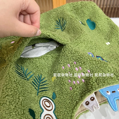 Cartoon Cat Embroidered Lamb Plush Handbag – Cute One-Shoulder Messenger Bag for Mobile Phone & Daily Use