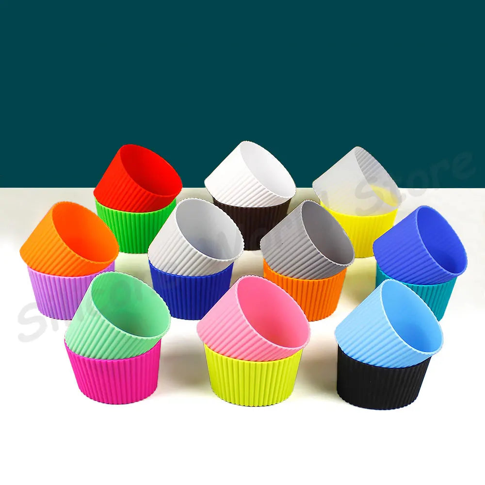 Silicone Coffee Cup Cover & Sleeve — Anti-Scalding, Anti-Slip Universal Tapered Thread Mug Protector for Ceramic & Glass Cups
