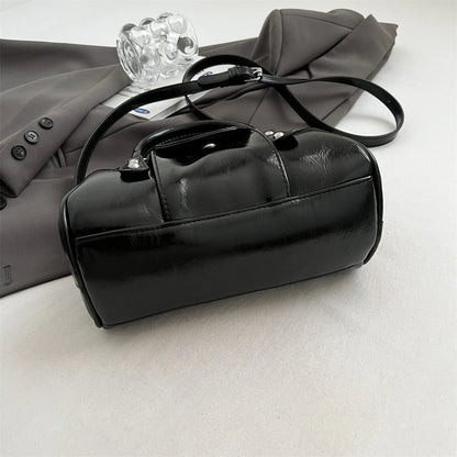 Burgundy Mini Top-Handle Bag for Women — PU Leather Shoulder & Crossbody Handbag 2024 Luxury Designer