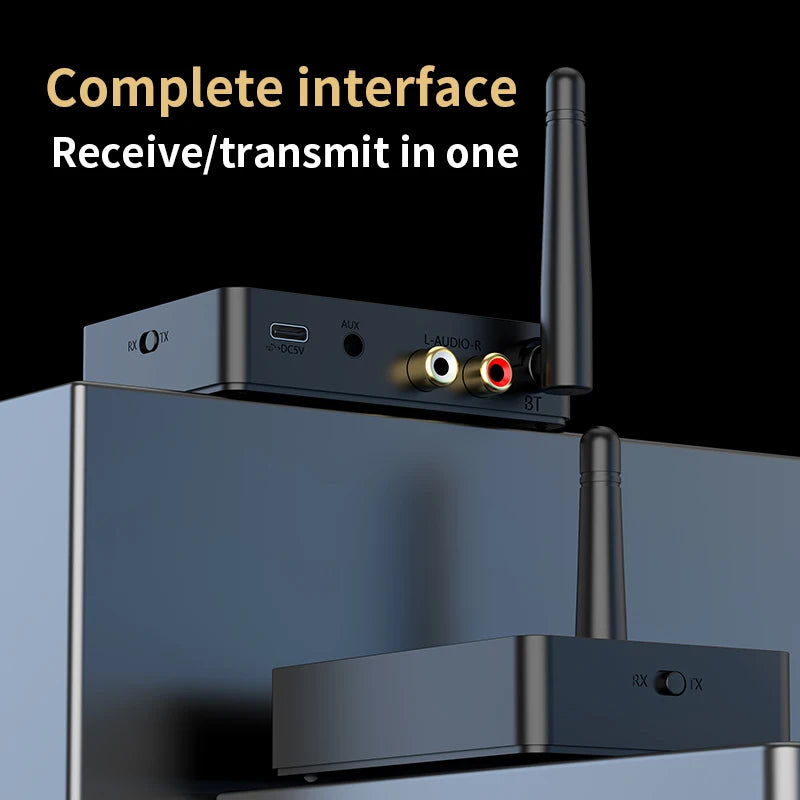 VAORLO Qualcomm Bluetooth 5.3 Receiver & Transmitter | aptX HD/LL Low Latency, 3.5mm AUX, RCA Wireless Audio Adapter for PC & TV