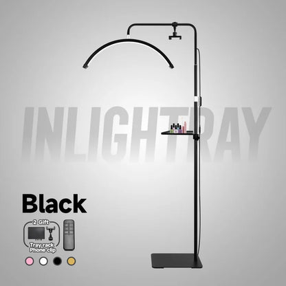 23" OEM 45W LED Eyelash Extension Lamp – Adjustable Brightness Half-Moon Bed Lamp with Ring Light & Free Logo