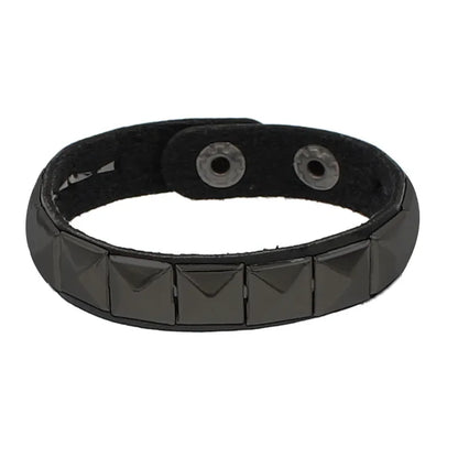 New Punk Fashion Black Leather Cuff Bracelet for Men & Women - Rivets Stud Charm Wristband Bangle, Gothic Jewelry 2024