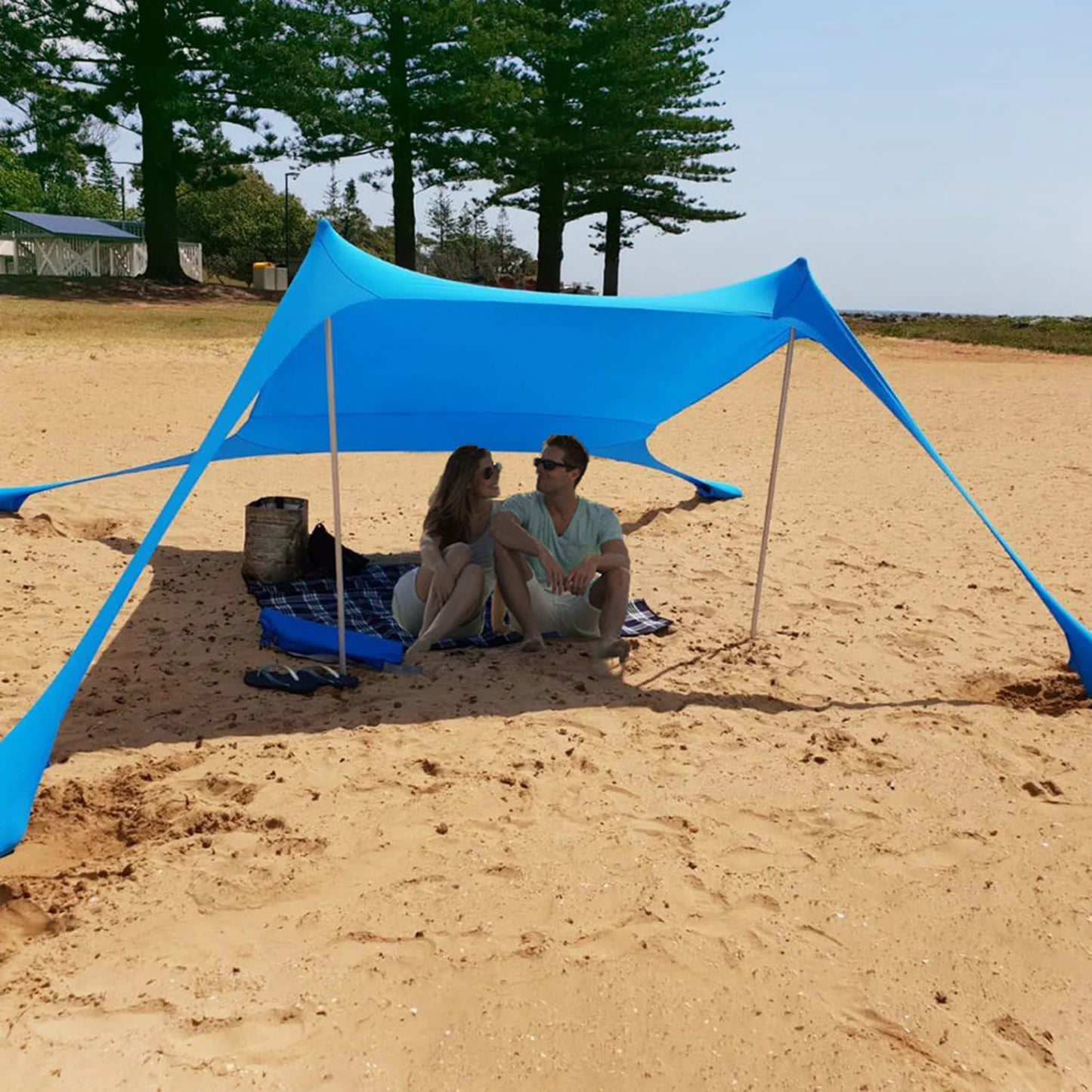 Portable Beach Tent Sun Shelter: Windproof UPF50+ Camping Shade Canopy - Family Tent for Outdoor Adventures