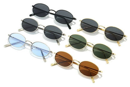 SHAUNA Retro Oval Metal Frame Sunglasses – UV400 Punk Style Shades for Women & Men