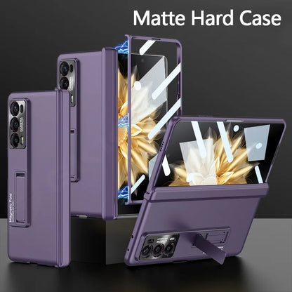 Original Honor Magic V2 Magnetic Hinge Case – Anti-Knock Matte Hard Cover with Outer Screen Glass Stand