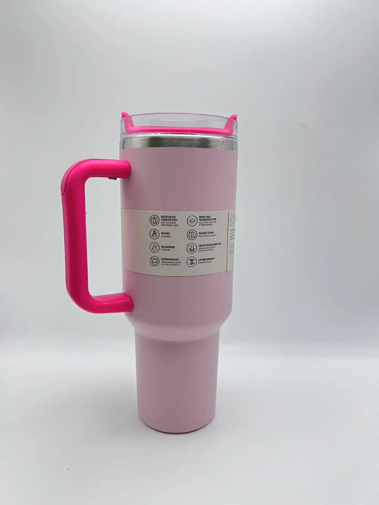 40oz Insulated Stainless Steel Tumbler — Travel Cup with Handle, Straw & Cup Holder, BPA-Free