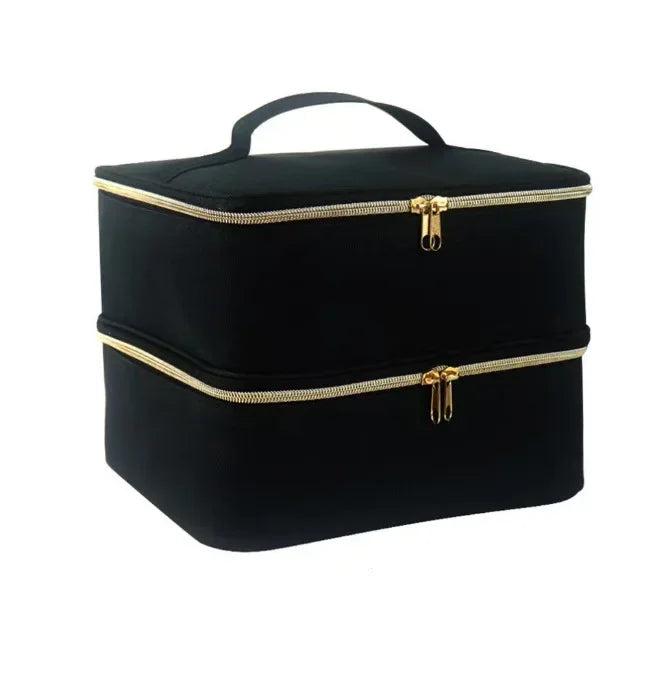 Double-Layer Nail Polish & Essential Oil Storage Bag – Portable Cosmetic and Nail Care Tool Organizer with 30 Compartments