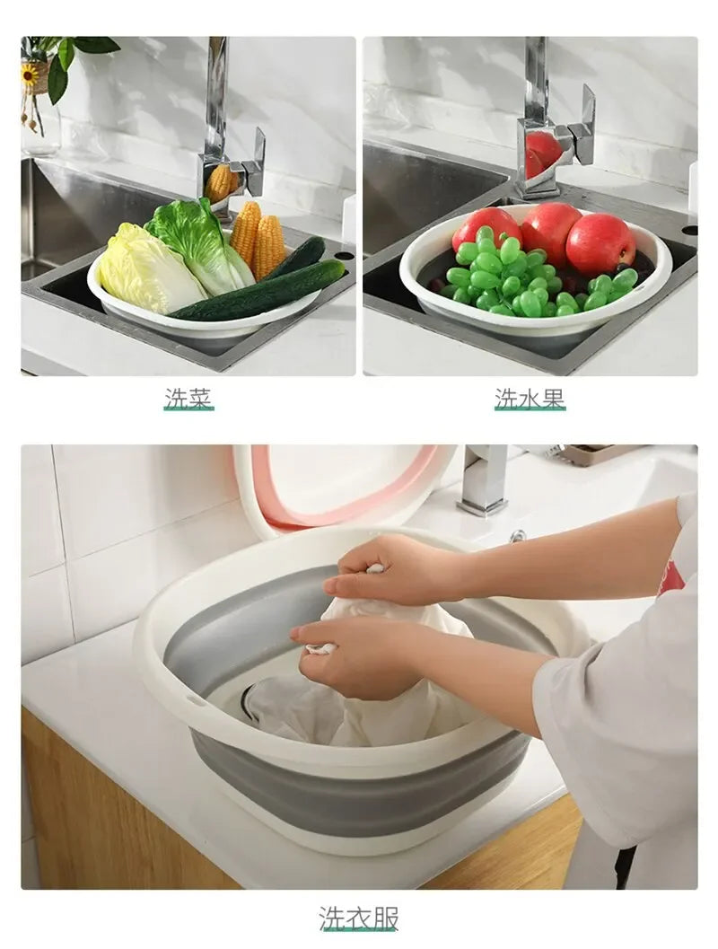 Portable Plastic Folding Wash Basin – Laundry Tub & Bath Basin for Adults and Babies, Kitchen & Bathroom Accessory