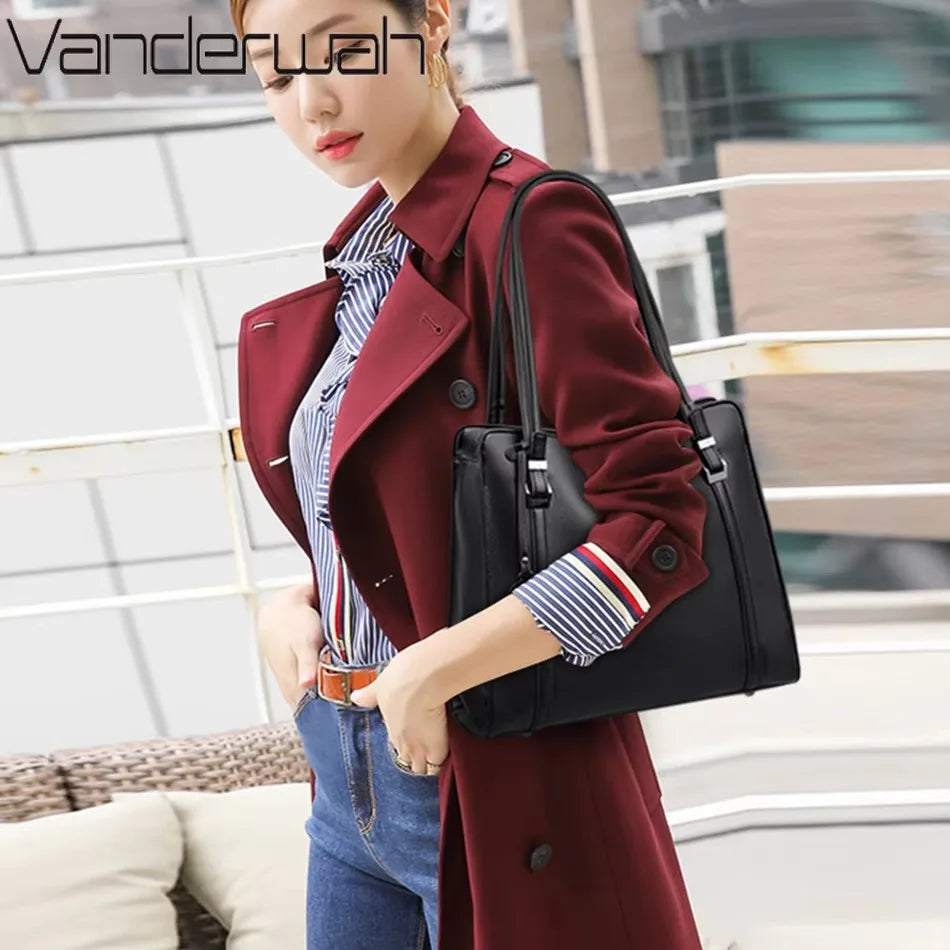 Luxury Women’s Leather Handbag – Large Capacity Shoulder & Crossbody Designer Bag