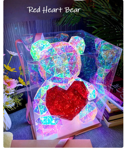 30cm Teddy Bear LED Gift Lamp – Colorful Romantic Light for Girls’ Birthday & Valentine’s