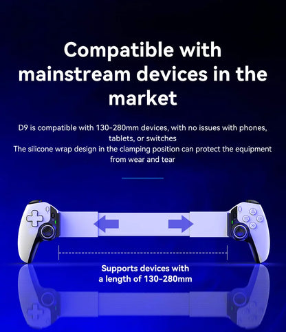 BSP-D9 Wireless Bluetooth Mobile Game Controller – Stretch Design for PC, Tablet, Switch, PS3/PS4, Dual Hall Somatosensory Controller