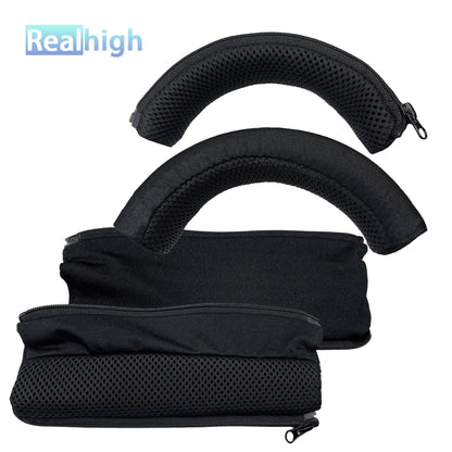 Realhigh Headband Cover: Breathable Mesh Cloth Zipper for Anker Soundcore Life Q10/Q20/Q30/Q35BT Headphones - Head Beam Protection