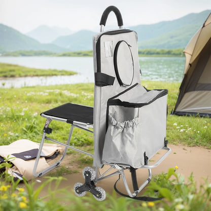 Multifunctional Folding Art Cart — Stair-Climbing Trolley with Storage, Ideal Gift for Art Students & Art Exams