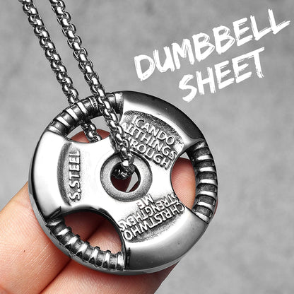 Messi, Ronaldo, Mbappé Football Jersey Necklace – Stainless Steel Dumbbell Pendant Chain for Men, Punk Gym Style
