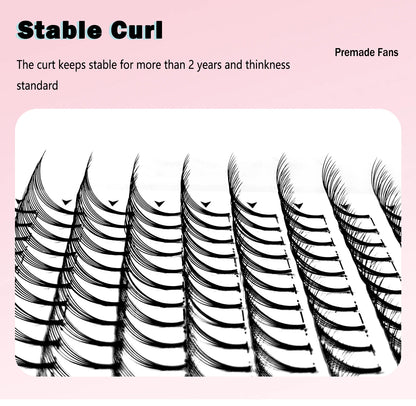 CoMango Wispy Premade Volume Lash Fans – 3-10D Individual Short Stem Faux Mink Russian Eyelash Extensions, 320 Fans