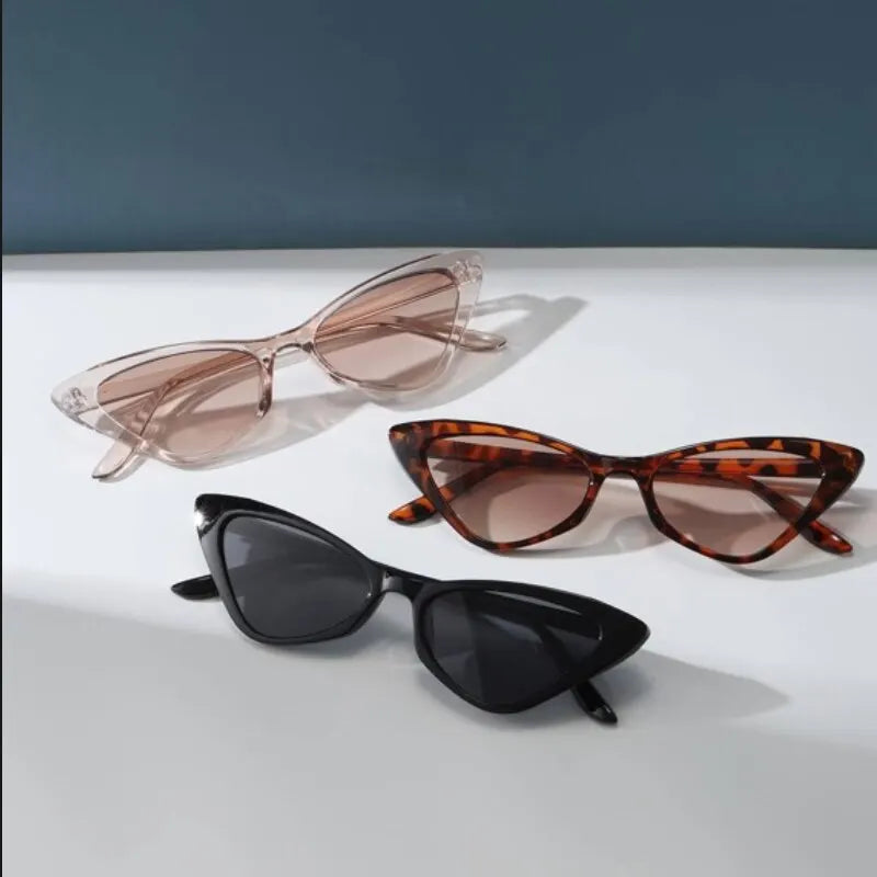 3 Pairs/Set Small Cat Eye Sunglasses: Women's Cute Skinny Retro Vintage Narrow Cateye Eyewear