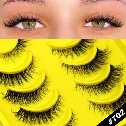 GROINNEYA Half Cat Eye Lashes – Soft Natural Clear Band, Faux Mink Wispy Lashes for Natural Makeup Look