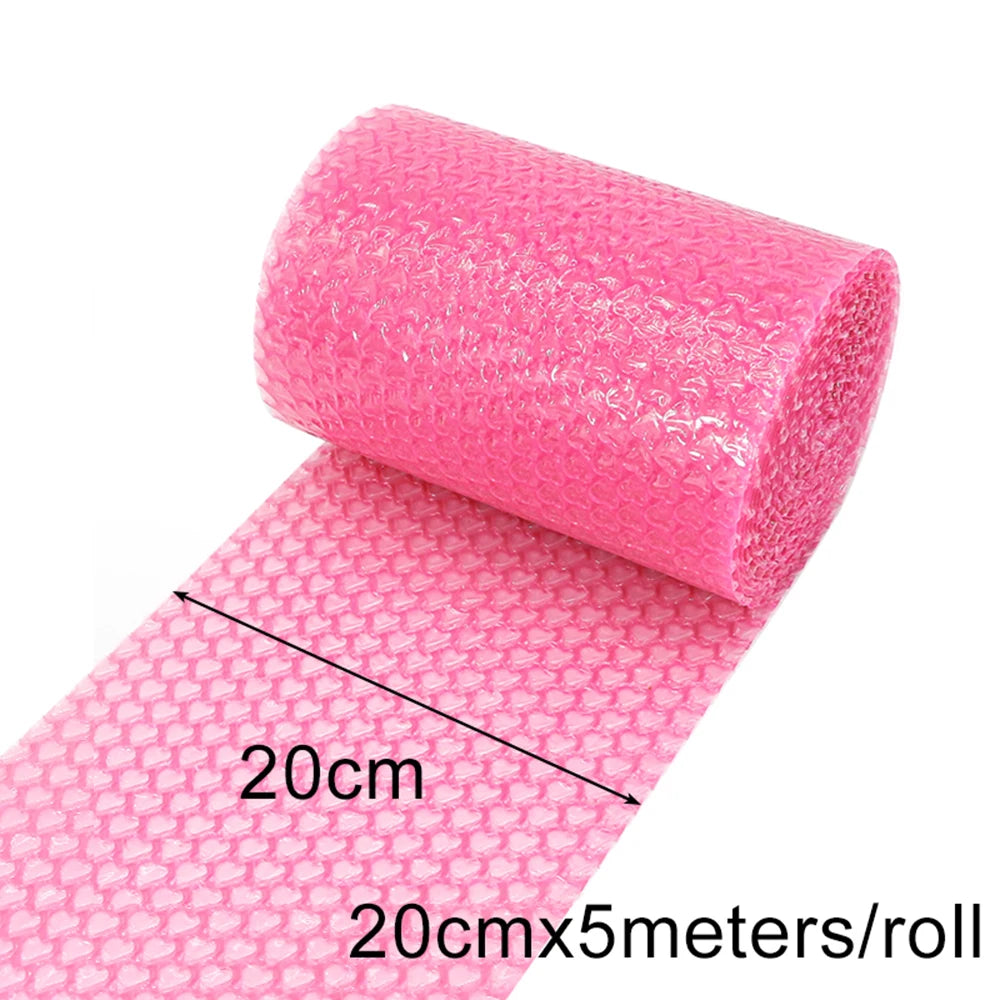 20cm x 5 Meters Pink and Blue Heart Shape Bubble Wrap - Shockproof Packaging for Gifts, Glass Goods, and Party Decor