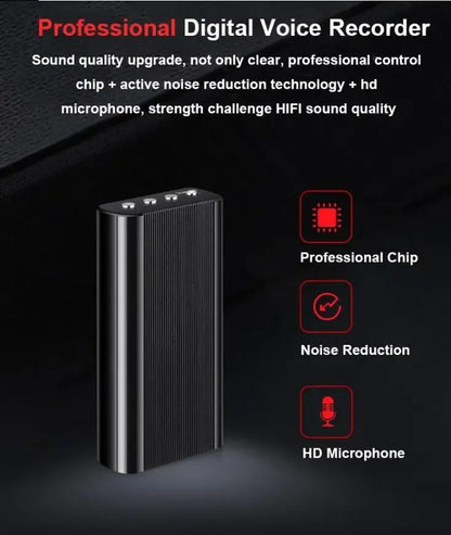 500-Hour 128GB Mini Voice Recorder — Activated Spy Audio Dictaphone with Noise Reduction, MP3 Player & Magnetic Attachment