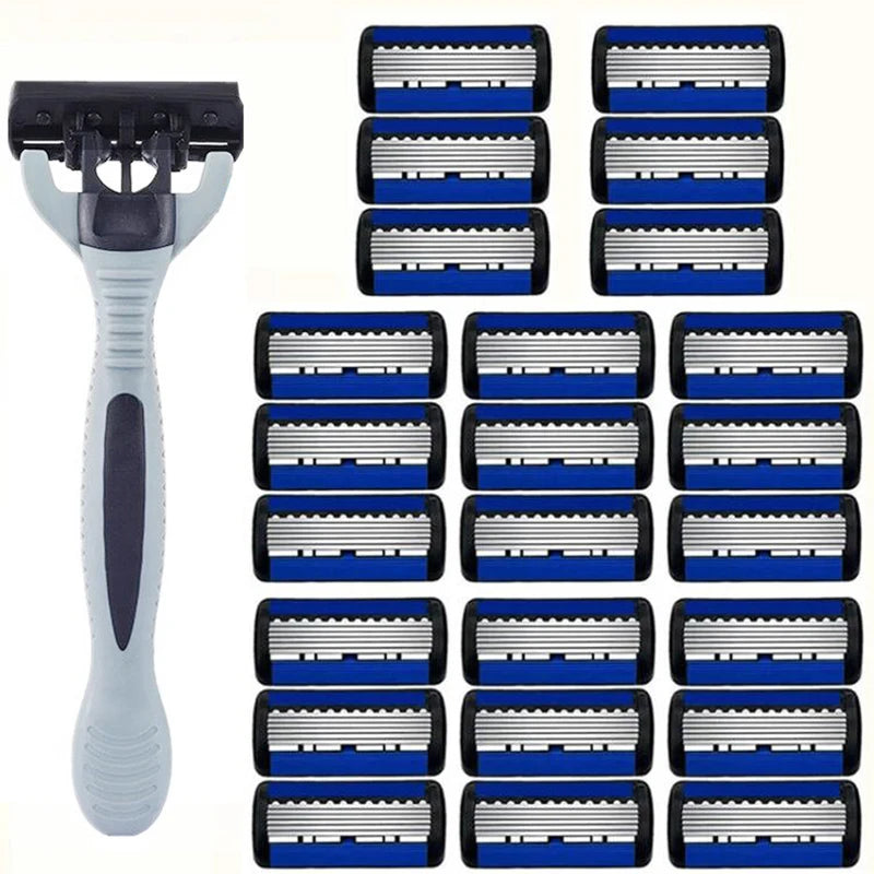 Men’s Manual Safety Razor – 6-Layer Stainless Steel Hair Removal Knife ...