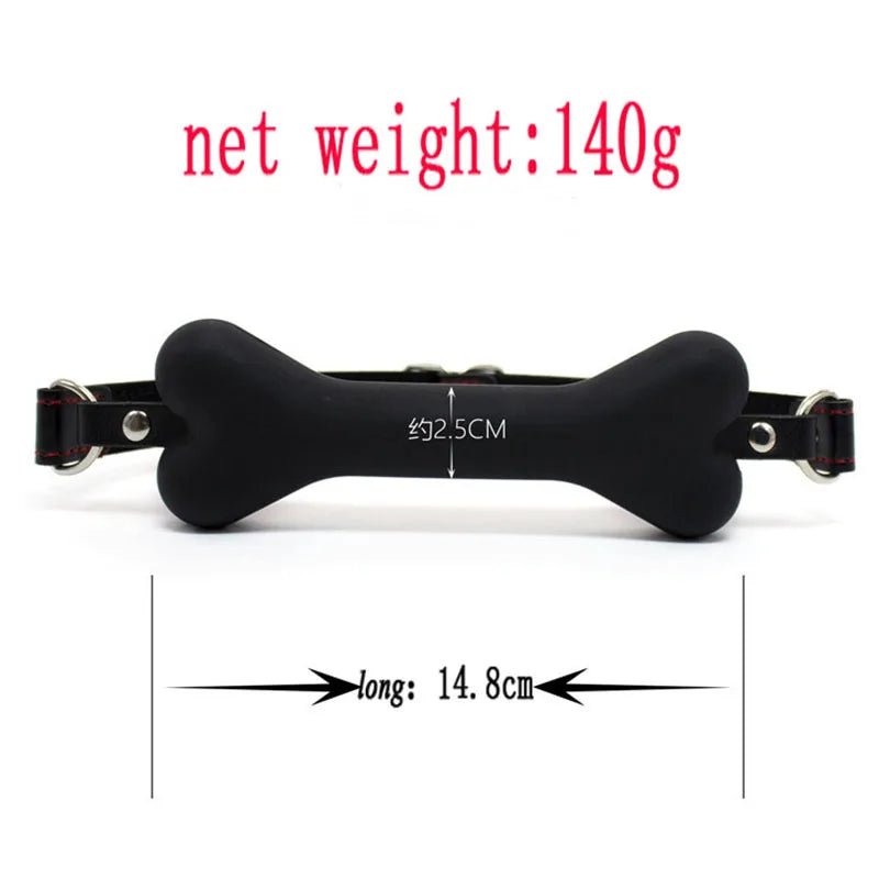 Soft Silicone Dog Bone Ball Gag – Open Mouth BDSM Bondage Harness, Adult Sex Toy for Women