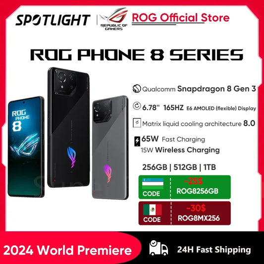 2024 ASUS ROG Phone 8 – Snapdragon 8 Gen 3, 5G Smartphone, 6.78'' 165Hz E-Sports Screen, 65W Charging, NFC, ROG 8 Pro