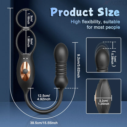App-Controlled Male Penis Ring – Telescopic Anal Vibrator & Prostate Massager, Cock Ring Adult Sex Toy for Men