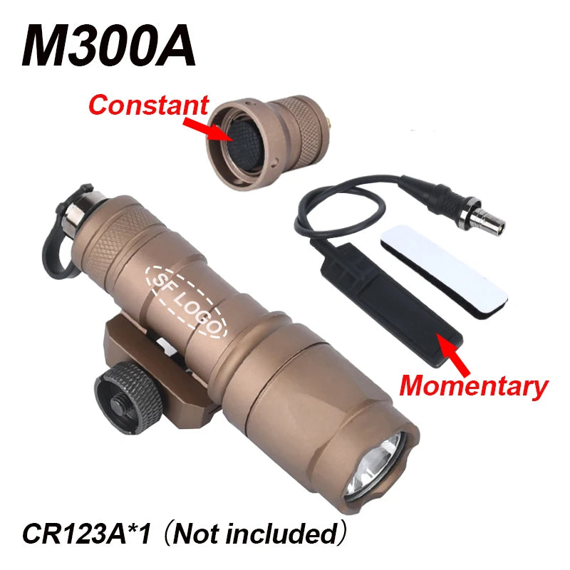 WADSN Airsoft M600C/M600/M300 Tactical Scout Light – AR15 Rifle LED Flashlight, Hunting Spotlight, 20mm Rail Mount