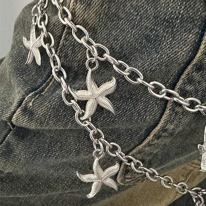 Unisex Jeans Pants Chain Belts - Punk Metal Crescent Geometric Bag Chain, Hip Hop Hipster Keychain for Men & Women
