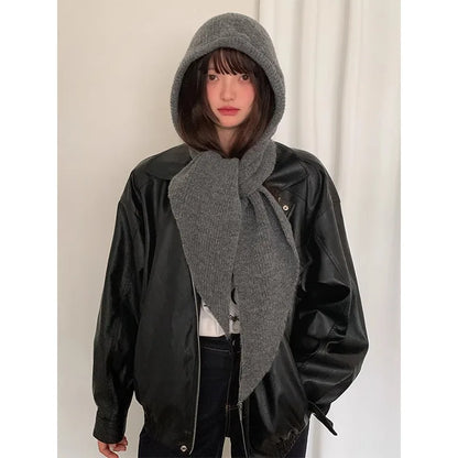 Autumn & Winter Hat and Scarf Set – Wool Knit Earmuffs, Fashionable Neck Warmer for Women