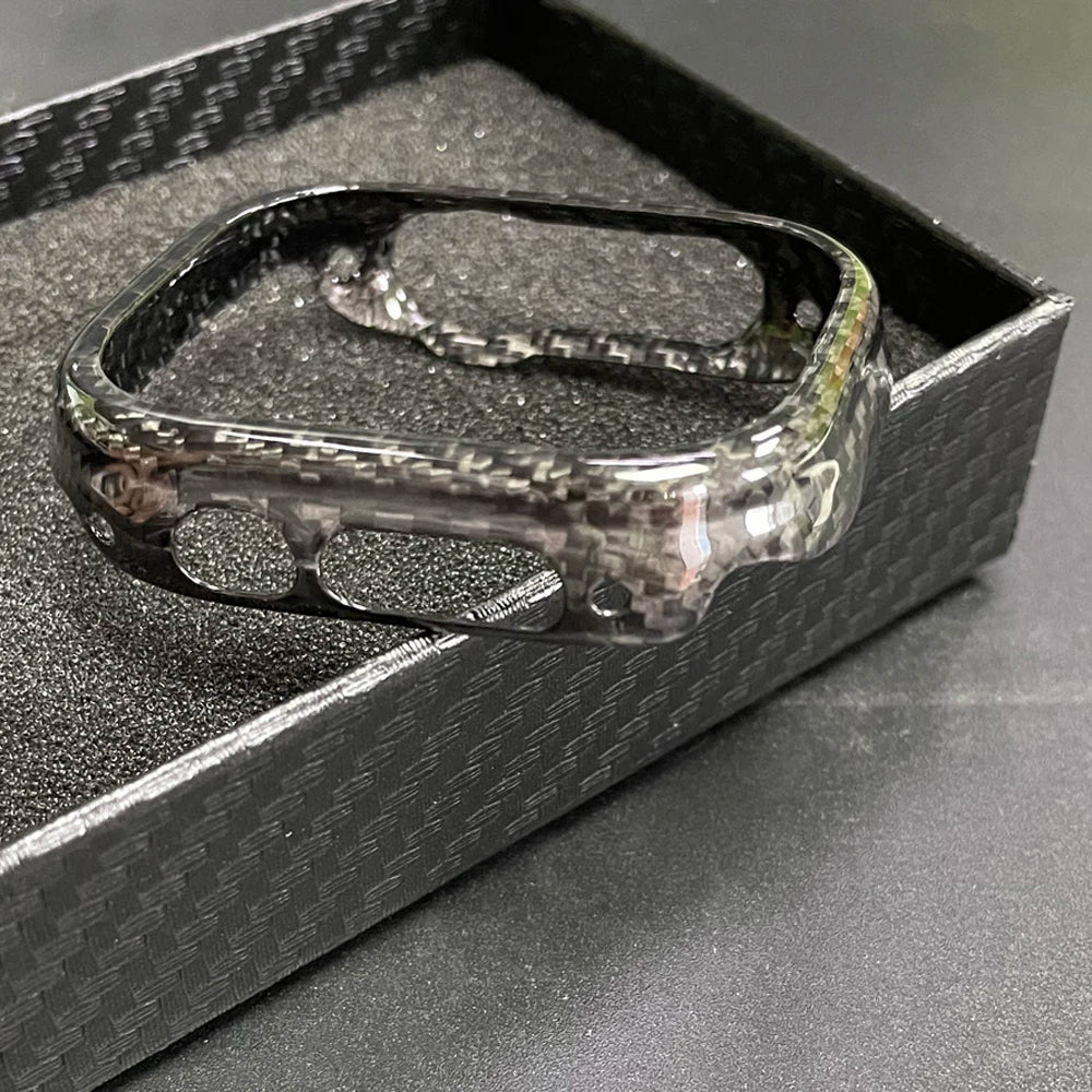 Genuine Carbon Fiber Shockproof Case – Slim Bumper Cover for Apple Watch S8/S9/Ultra 2 (49mm)