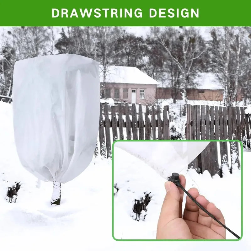 Multi-Size Winter Plant Protection Bag – Non-Woven Anti-Frost Cover with Zipper & Drawstring for Cold Weather Vegetation