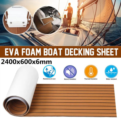 Self-Adhesive EVA Foam Teak Decking – Faux Marine Flooring Boat Floor Mat 600x2400x6mm