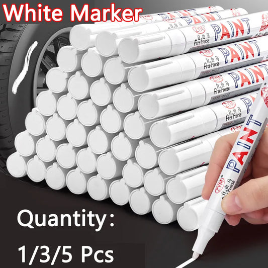 White Marker Pens Set - 2.0mm Oily Waterproof Gel Pen for DIY Graffiti, Sketching, Stationery, Writing, School Supplies