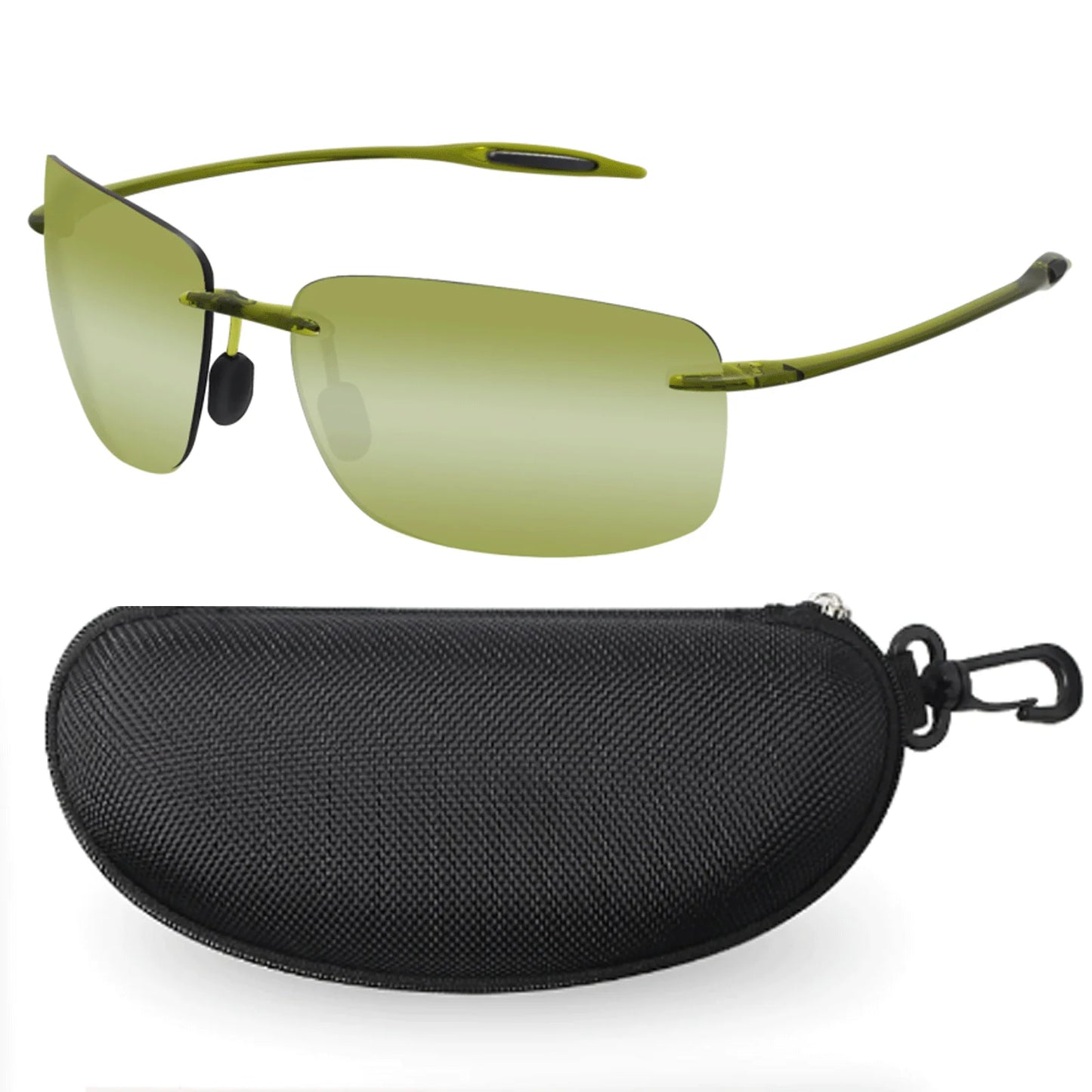 JULI Polarized Classic Sports Sunglasses - Ultralight Rimless Rectangle Frame for Men, Fishing & Driving, UV400 Protection (MJ8009)