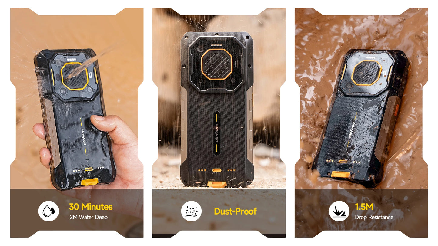 Ulefone Armor 26 Ultra 5G Rugged Waterproof Smartphone - 120W Fast Charging, 15600mAh, 200MP+64MP, 24GB+512GB, NFC